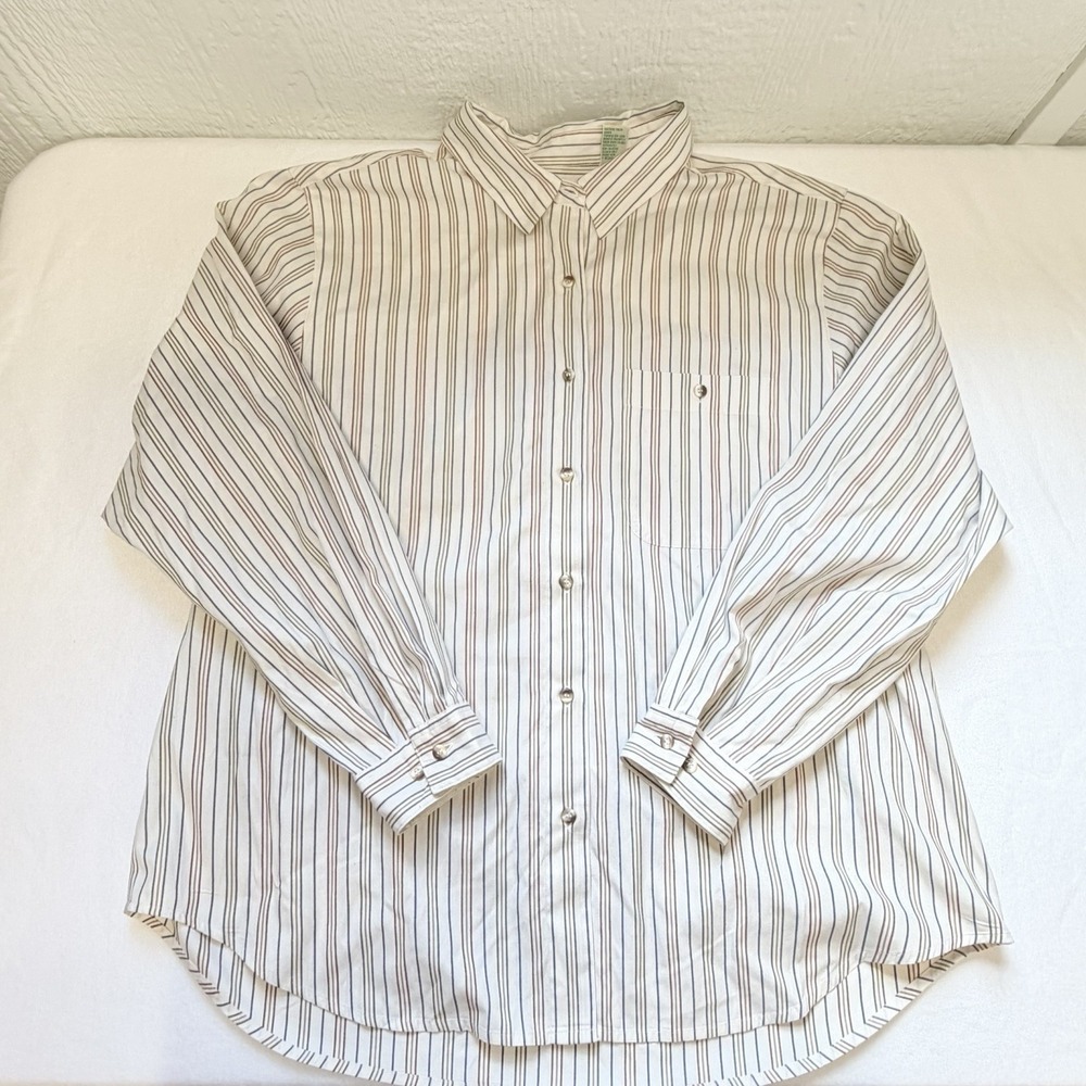 Vintage 90s LL Bean Classic Striped Button Up Shirt Womens Size 20 XL